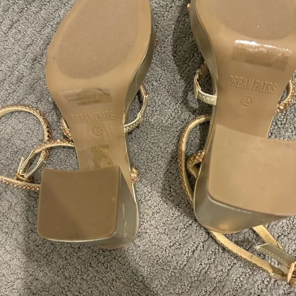 Gold Strappy Women's Sandals - Picture 7 of 9